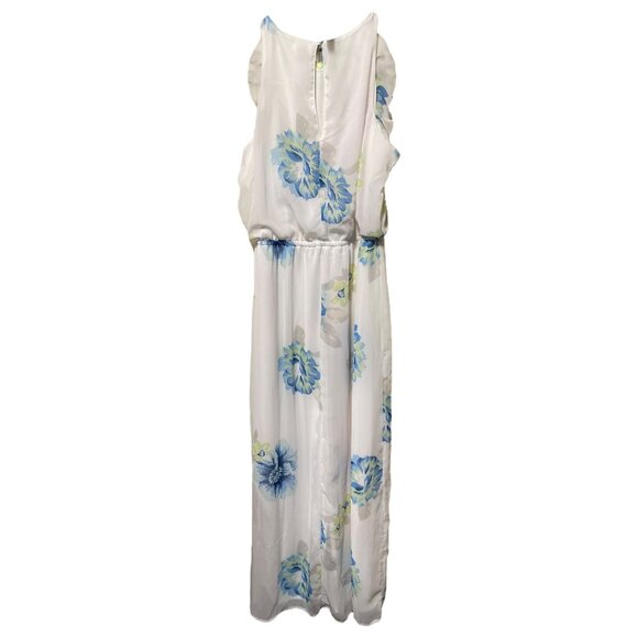 Old Navy White Blue Floral Pattern Sleeveless Dress elastic at waist- New with T - Picture 2 of 4